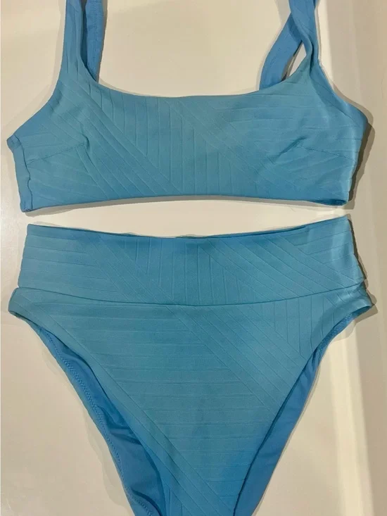Aerie Women's Light Blue High-Waist Bikini Set
