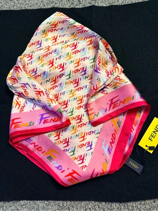 Designer fashioned silk scarf multi colored