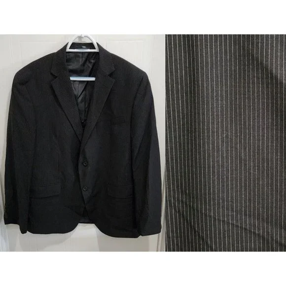 Geoffrey Beene Black Pinstripe 2 Button Blazer Sport‎ Coat Suit Jacket Size 44R