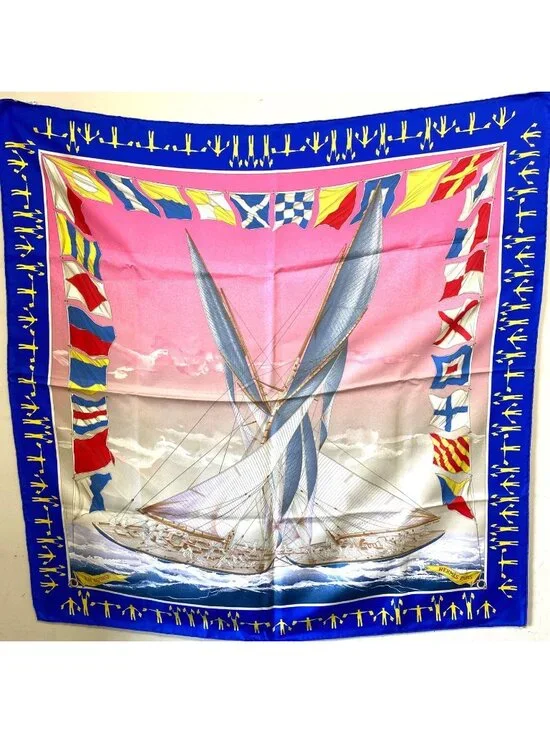 Hermes Scarf Carre 90 Yacht National Flag Silk Bandana