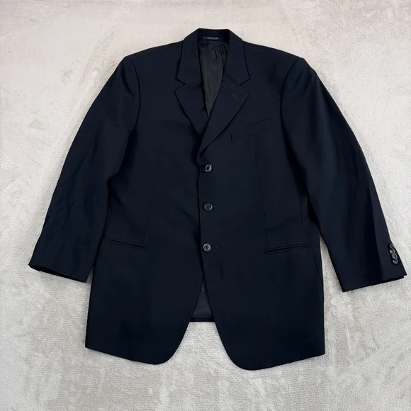 Vintage Armani Collezioni Sport Coat Blazer Jacket in Black Wool Men 44R Italy