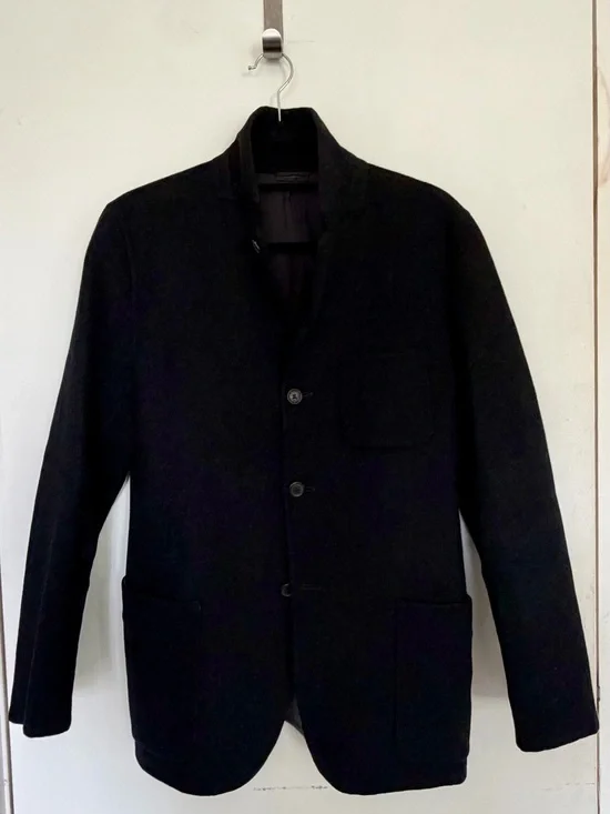 Jil Sander Black Single-Breasted Patch-Pocket Blazer Wool/Cashmere