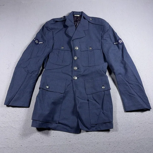 Vintage U.S. Air Force Dress Uniform Jacket 37R Blue Military Service Coat‎ USAF