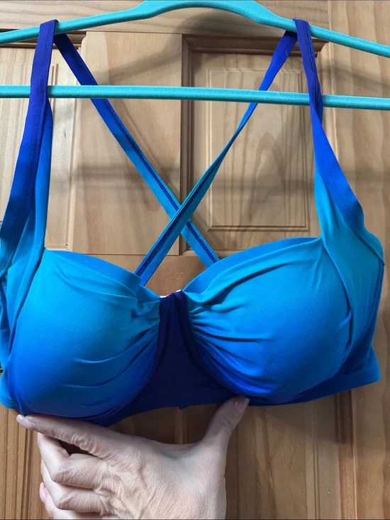 Bleu Rod Beattie Blue Ombre Padded Crisscross Bikini Top