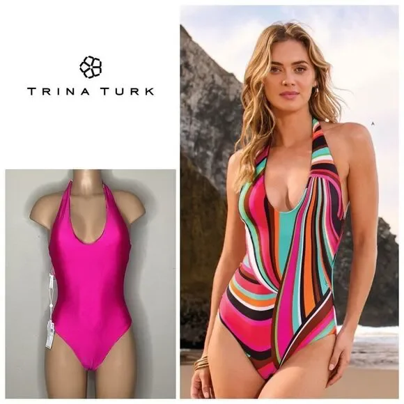 New. Trina Turk plunge reversible swimsuit. 10. Retails $172
