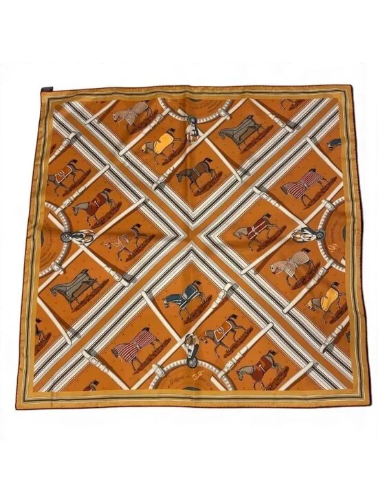 Hermes Carre 90 Double Face Horsewear Silk Scarf