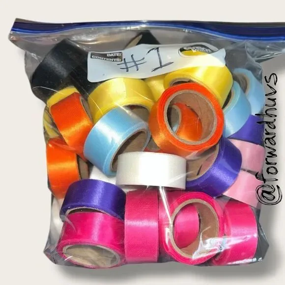 40-Roll Ribbon Lot – 1 Gallon Bag – 8 Colors – Craft Supply