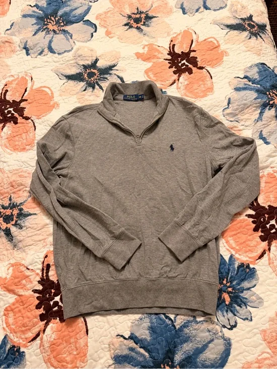 Ralph Lauren Light Gray Zip-Up Sweater