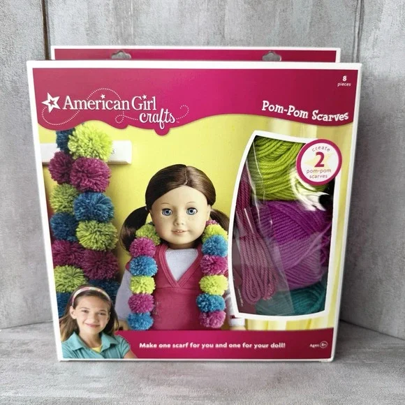 American Girl Crafts Kit Create Two Pom Pom Scarves One For You and One For Doll