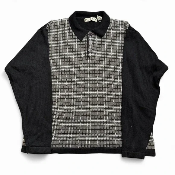 Vintage Pazzo Long Sleeve Knit Polo Sweater Men's Size XL Preppy Casual Fall