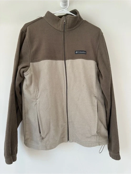 Columbia Men's Two-Tone Tan & Brown Fleece Zip Jacket