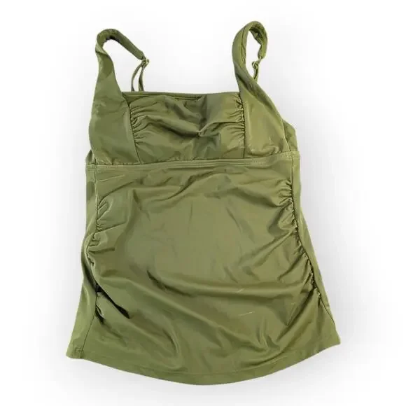 Shade & Shore Army Green Swim Tank Side Gather Size XS Deo Mark