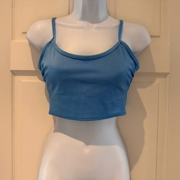 Wild Fable Ribbed Longline Bikini Top Blue S 4-6