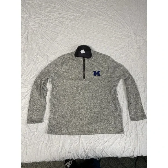 University of Michigan Quarter Zip Fleece Pullover Men's XL Knight's Apparel Gra