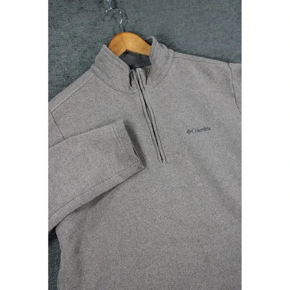 Columbia Mens Gray Quarter Zip Pullover Sweater Heavy Knit Size L RN 69724
