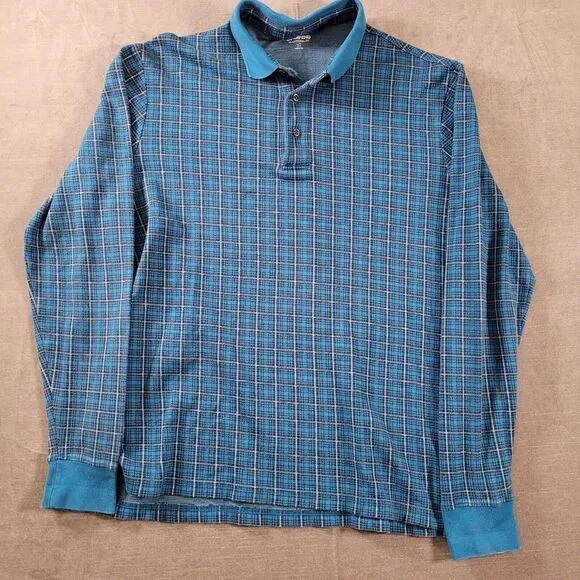 Lands End Traditional Fit 1/4 Zip Long Sleeve Mens Plaid Pullover Size L/T 42-44