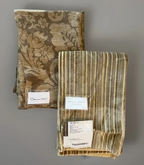 Lee Jofa Oscar de la Renta Jacquard Sample + Thomas O'Brien Velvet Stripe 25x25