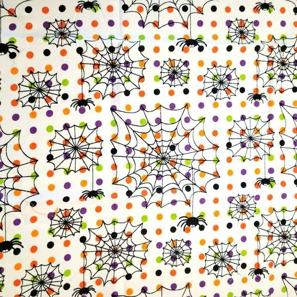 Cotton Fabric Spider Webs Dots Halloween 17x 43