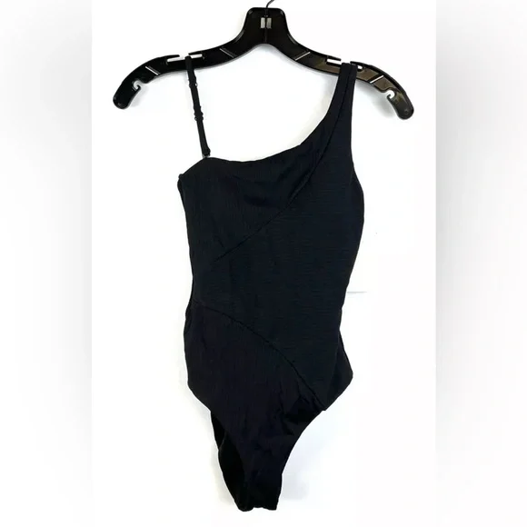 Rebecca Virtue Women’s Black Adeline Rib One Piece Swimsuit Size Medium