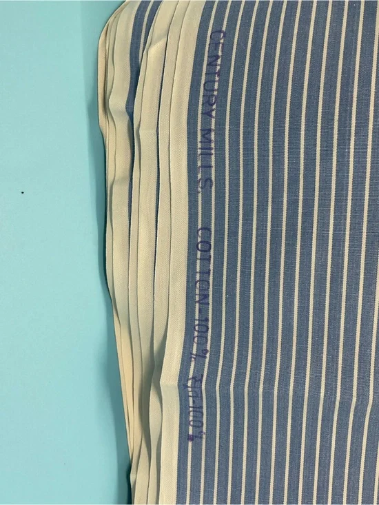 100% Cotton Fabric Lt Blue Pinstripe 5.25 Yards Century Mills 36 Inches Wide