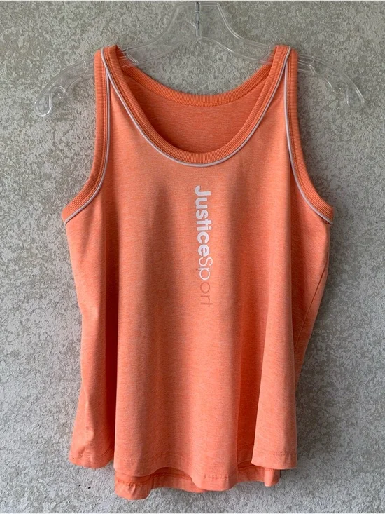 Justice Girls‎ Orange Active Tank with Vertical Logo XL 16/18