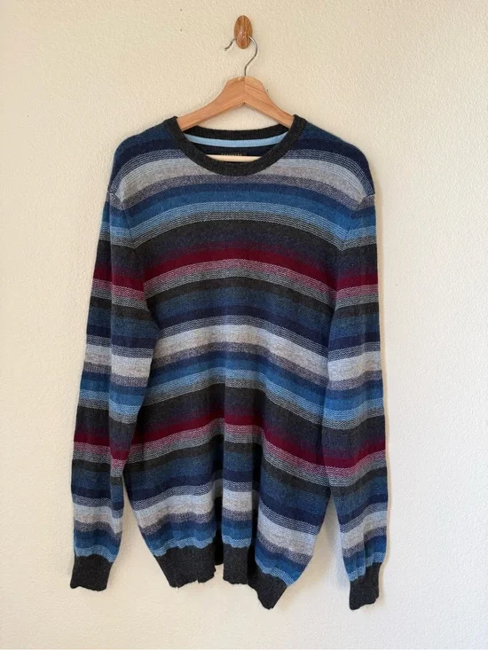 Cashmere Club Room Luxury Men’s 100% Cashmere Striped Sweater Size L