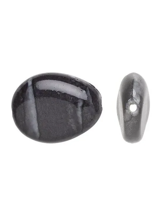 Vintage Y2K 90s Gray White Watercolor Puffed Teardrop Acrylic Beads 8 pcs