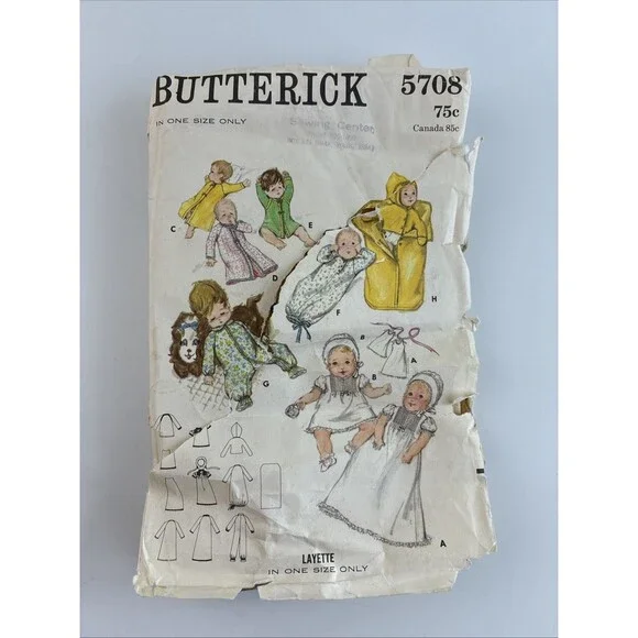 Baby Sleep Sac Kimono Jumpsuit Christening Dress Petticoat Hat CUT Pattern 5708