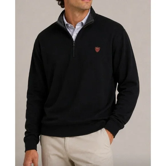 Vtg Polo Golf Ralph Lauren Swingin Pete XL Black 1/4 Zip Oklahoma Cowboy Sweater