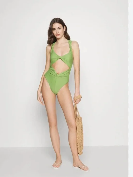 New! Andrea Iyamah Lime Twist Cutout One-Piece Swimsuit
