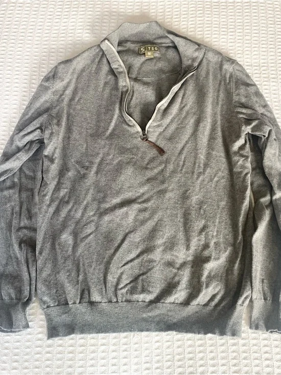 TSG Gray Quarter-Zip cotton cashmere Sweater size medium