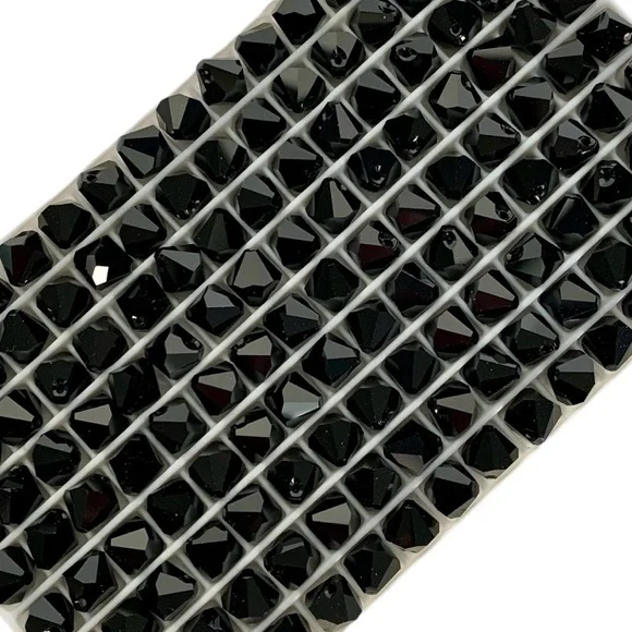 Swarovski Lot/24 8mm Jet Bicone Faceted Crystals - Made in Austria