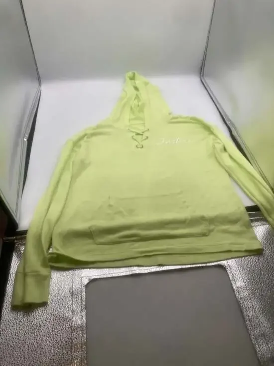 Justice Girls Lime Green Lace-Up Lightweight Pullover Hoodie Size 10