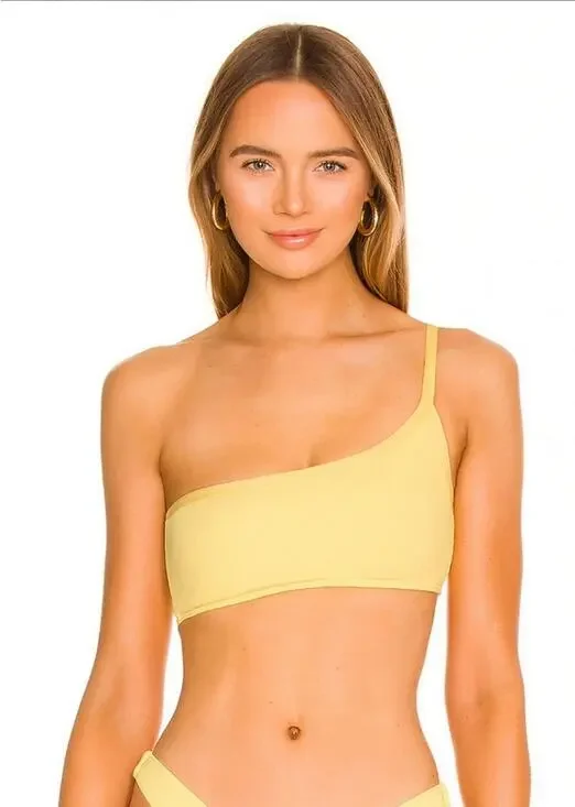 L*Space Axel Bikini Top in Yellow Size Small One Shoulder NWT