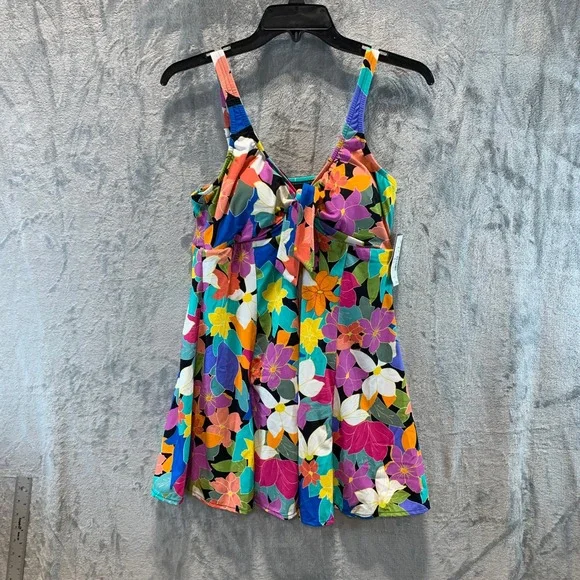 Swim Solutions Floral Thigh Minimizer Swimdress Multi Color Size 12 60200106