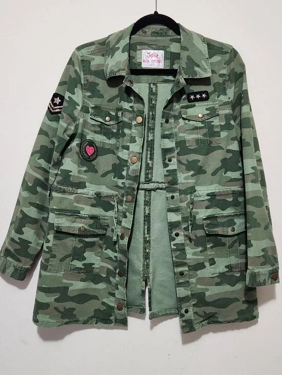 Justice Girls Camo Utility Jacket Street Smart Main Character Energy Grounded 16