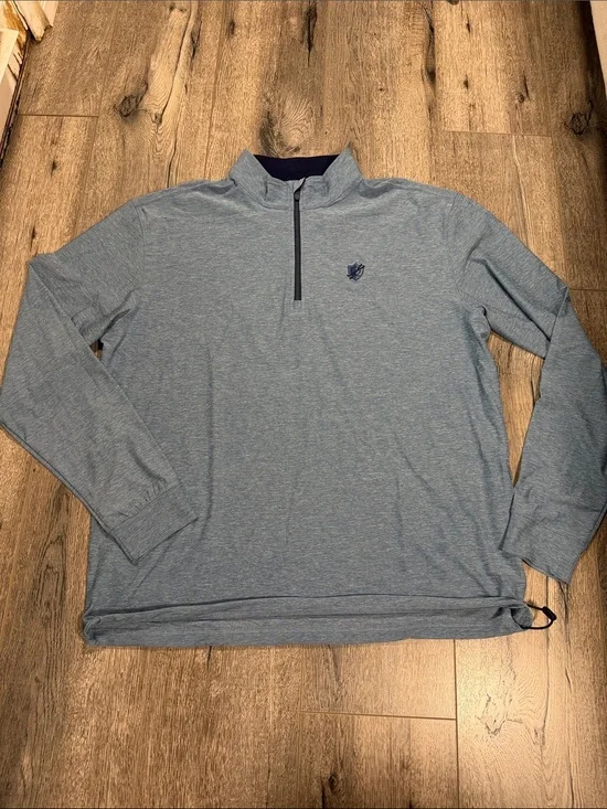 Men's Heather Blue Zip-Front Performance Pullover