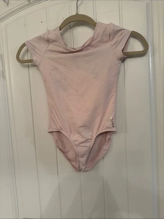 Justice Light Pink Cap-Sleeve Dance Leotard