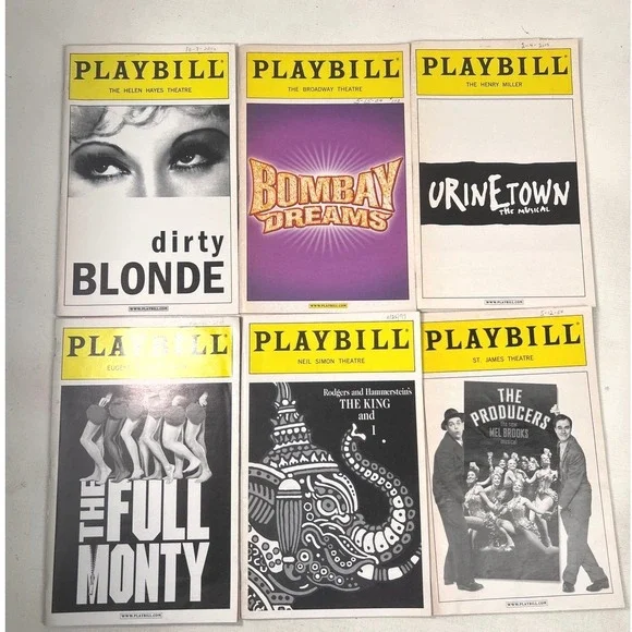 Vintage Broadway Playbill Collection Dirty Blonde Producers Urinetown Tickets‎