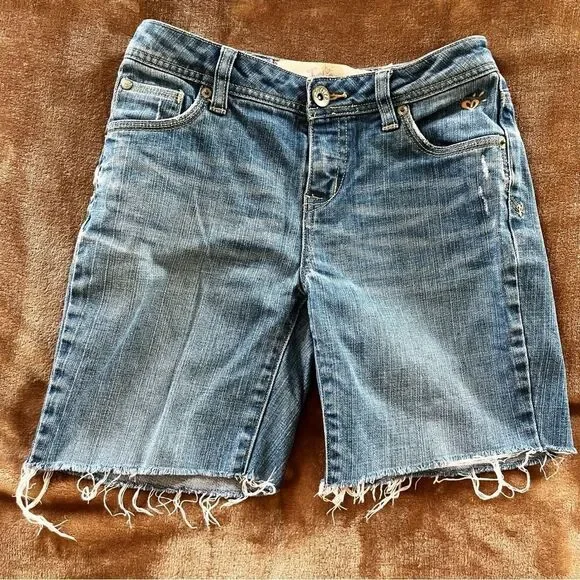 Justice Girls Blue Jean Shorts with Frayed Hem Size 12 R