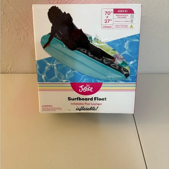 Justice Quick-Valve Inflatable Surfboard.  (I blackened out the too young girl)