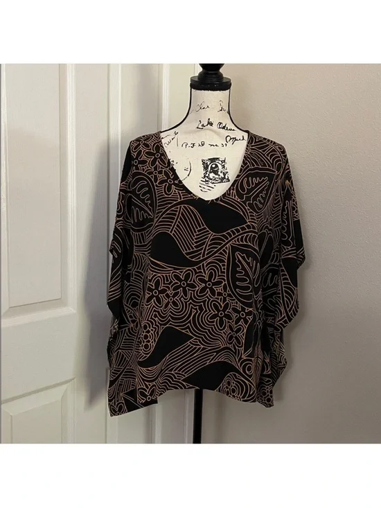 Manuhealii Black and Goldenrod Caftan Top XS-S