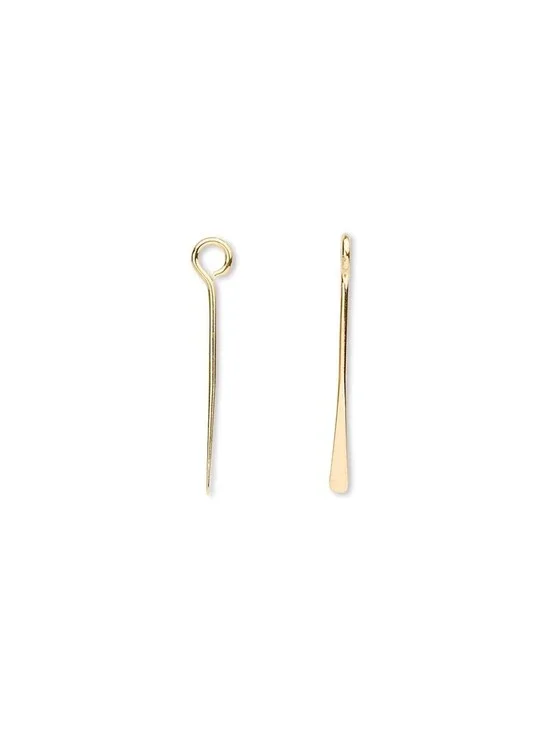 20 Gold 14K Plated Flat Paddle Pins Eyepins Drops Charms Earring Findings