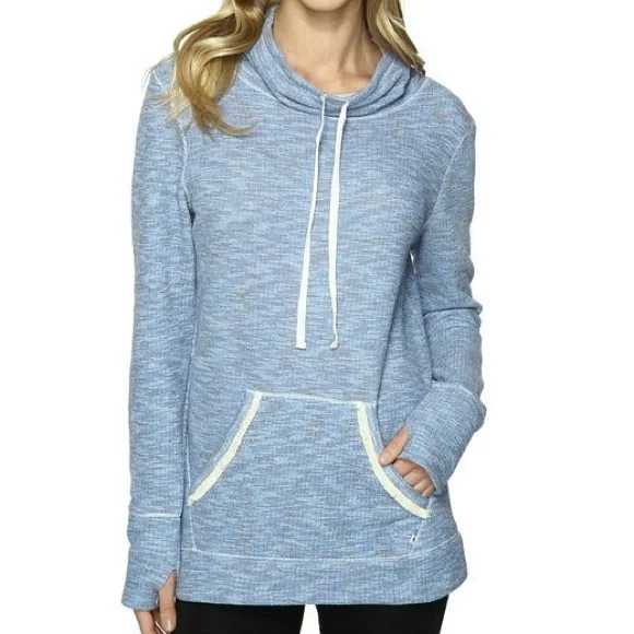 LUCKY BRAND Light Blue Brushed Terry Pajama Funnel Neck Sweatshirt