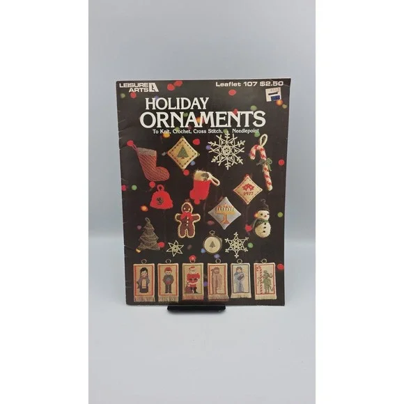Holiday Ornaments Leaflet 107 Knit Crochet CrossStitch Needlepoint Patterns 1977