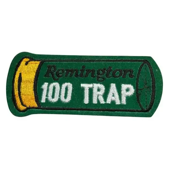 Vintage Remington 100 Trap Shotgun Shell Green Embroidered Patch Hunting Gun 4x1