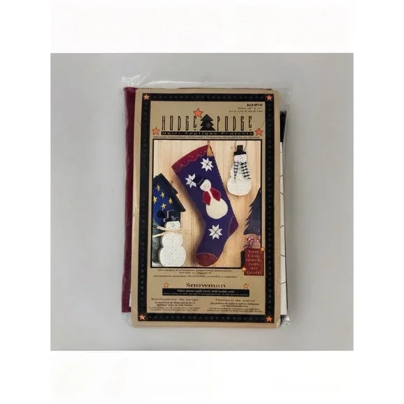 NEW Hodge Podge Quilt Applique Felt Embroidery Snowman Christmas Stocking Kit