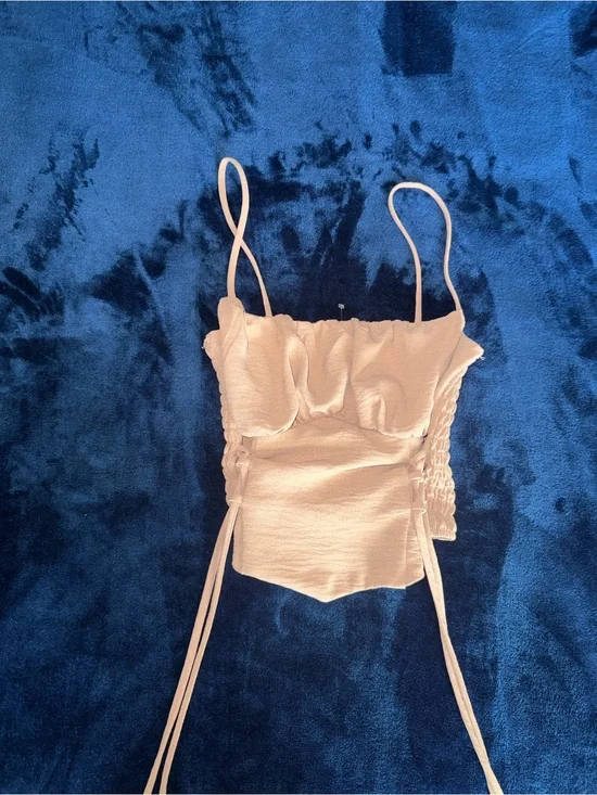 Women's Beige Ruched Tie-Front Cami Top