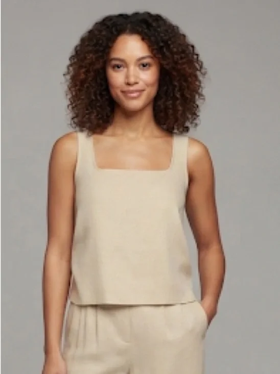Express Linen Blend Square Neck  Top