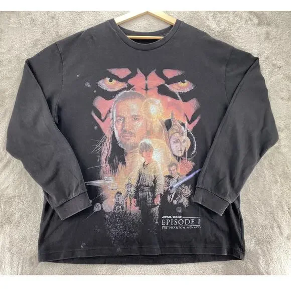 Gap x Star Wars Episode I Phantom Menace Long Sleeve Graphic Shirt XL Black
